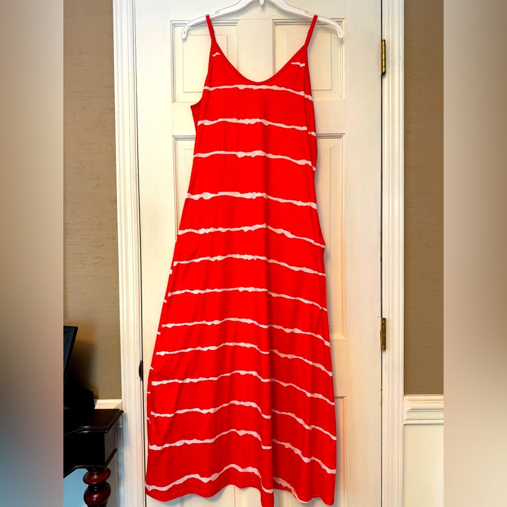 Colorful Orange Tank Dress‎ with Pockets